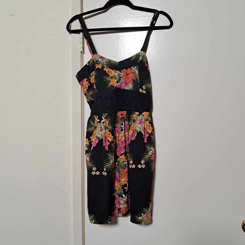 Element Black and Pink Spaghetti Strap Mini Sundress